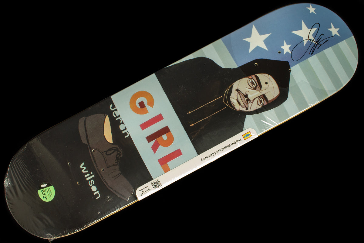 Girl - Hecox Portrait Deck
Width : 8.12"
Wheelbase : 14"
Length : 31.625"
Jeron Wilson 