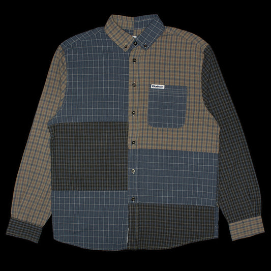 Butter Goods | Patchwork Plaid L/S Shirt
Color : Overdye Blue