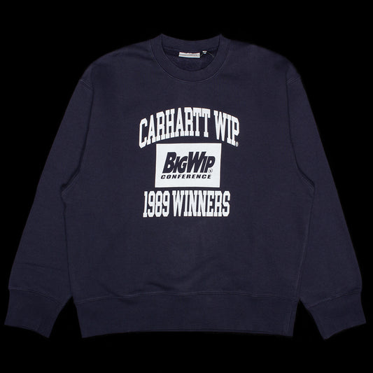 Carhartt WIP - 1989 Winners Sweatshirt
Style # I037278-1C60
Color : Dark Navy (Heavy Stone Wash)
