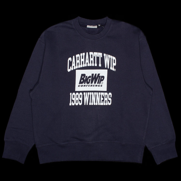 Carhartt WIP - 1989 Winners Sweatshirt
Style # I037278-1C60
Color : Dark Navy (Heavy Stone Wash)