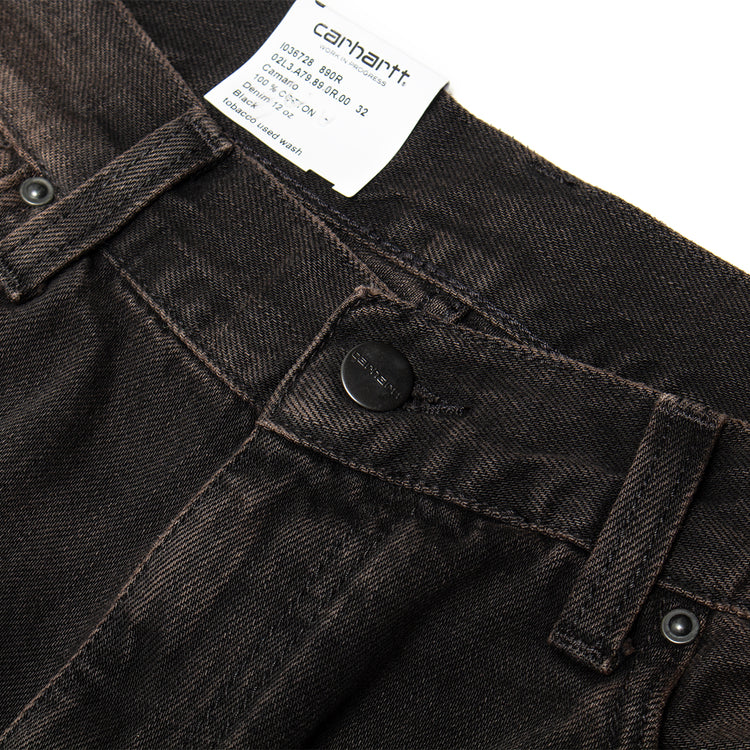 Carhartt WIP - Aaron Pant
Style # I036728-890R
Color : Black (Tobacco Used Wash)