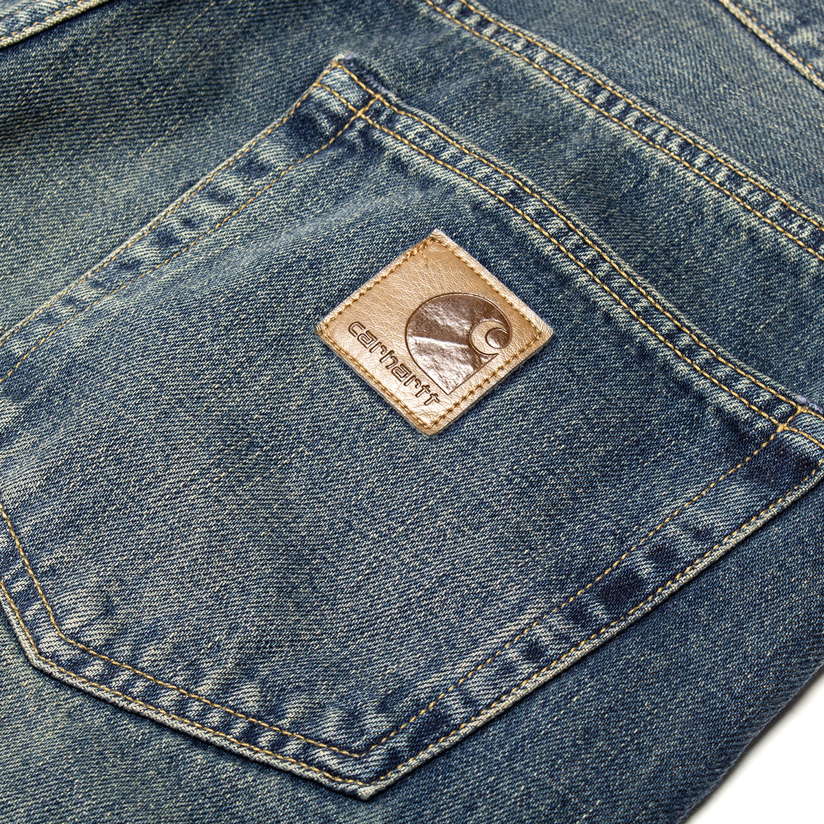 Carhartt WIP - Aaron Pant
Style # I036728-010U
Color : Blue (Mid Worn Used)