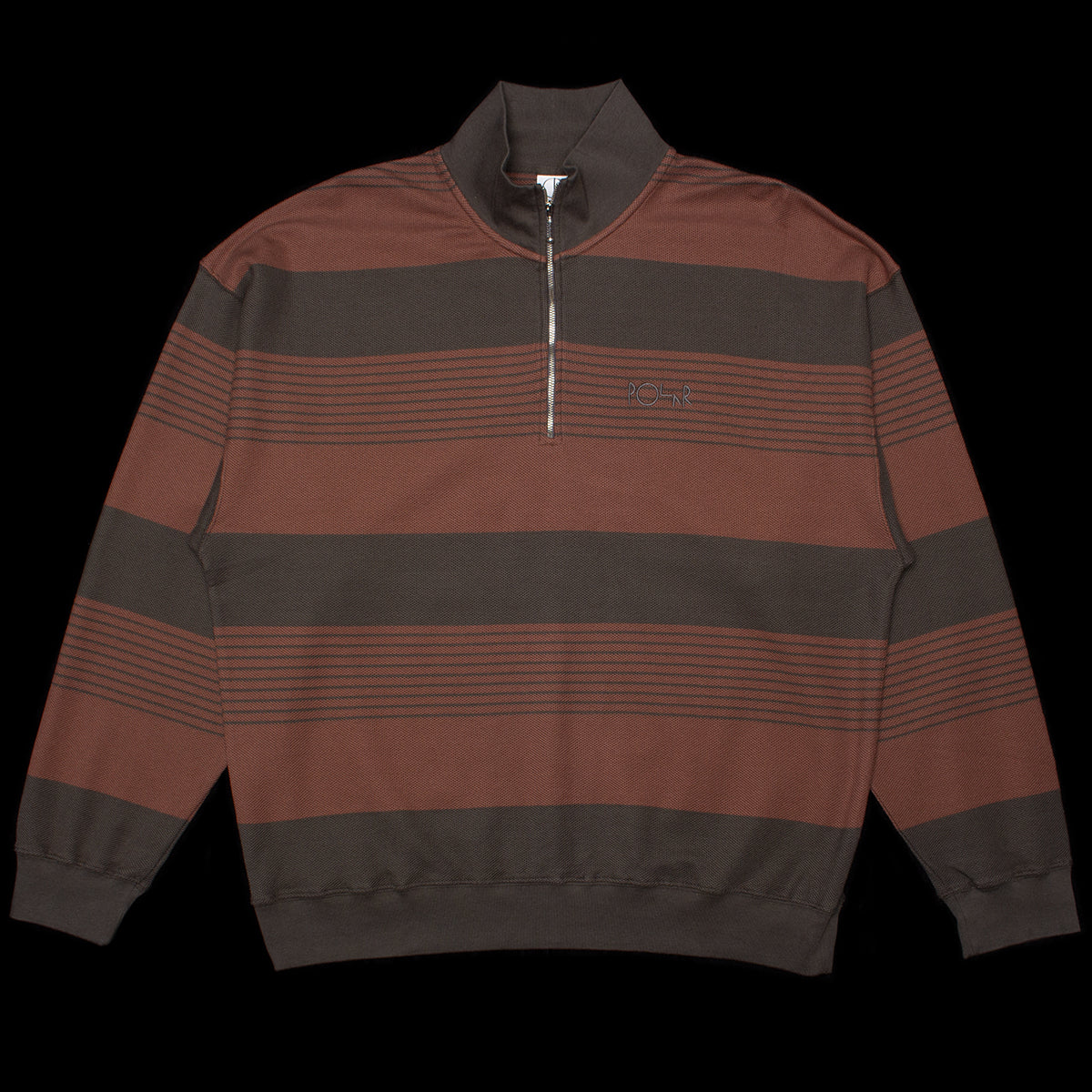 Polar Skate Co. - Surf Half Zip L/S Shirt
Color : Dirty Black / Brownstone
