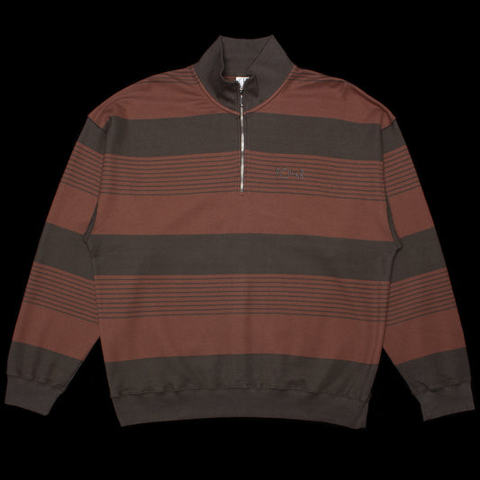 Polar Skate Co. - Surf Half Zip L/S Shirt
Color : Dirty Black / Brownstone