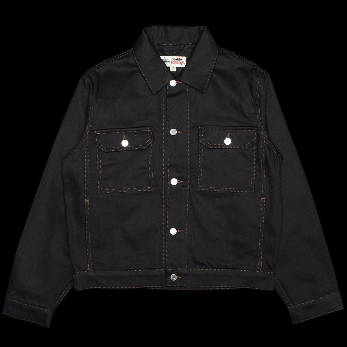 Stussy - Denim Trucker Jacket
Style # 115980
Color : Raw Black Contrast Stitch