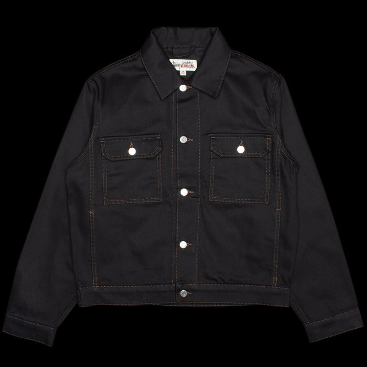 Stussy - Denim Trucker Jacket
Style # 115980
Color : Raw Black Contrast Stitch