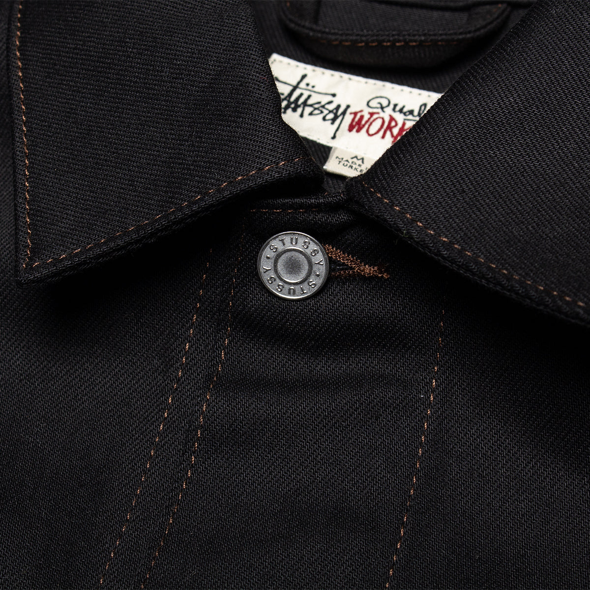 Stussy - Denim Trucker Jacket
Style # 115980
Color : Raw Black Contrast Stitch
