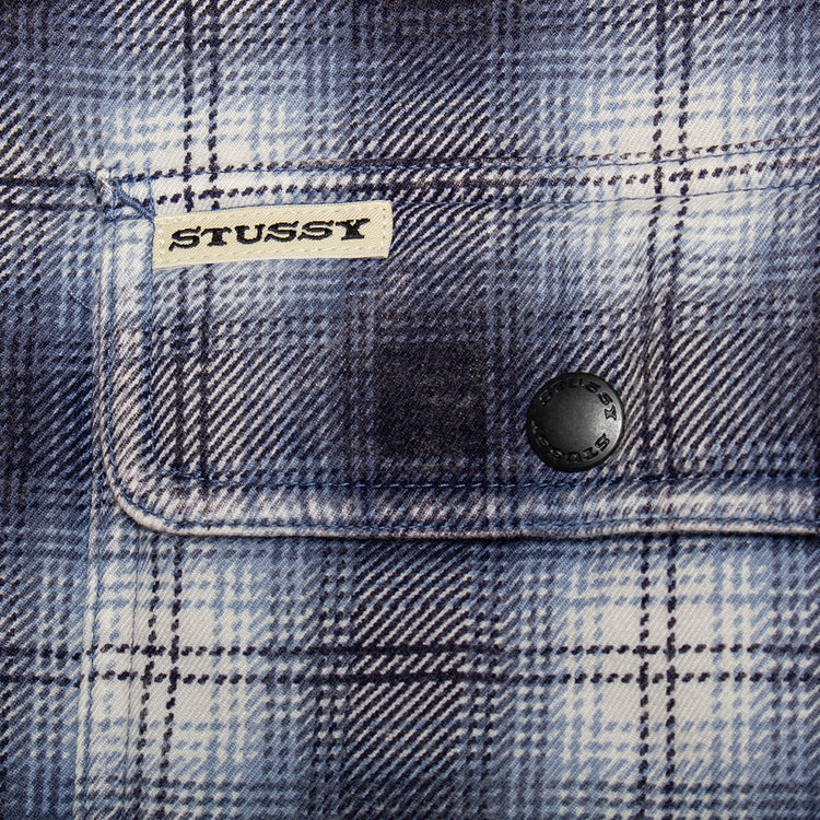 Stussy - Zip Hooded Plaid Shirt
Style # 1110381
Color : Blue