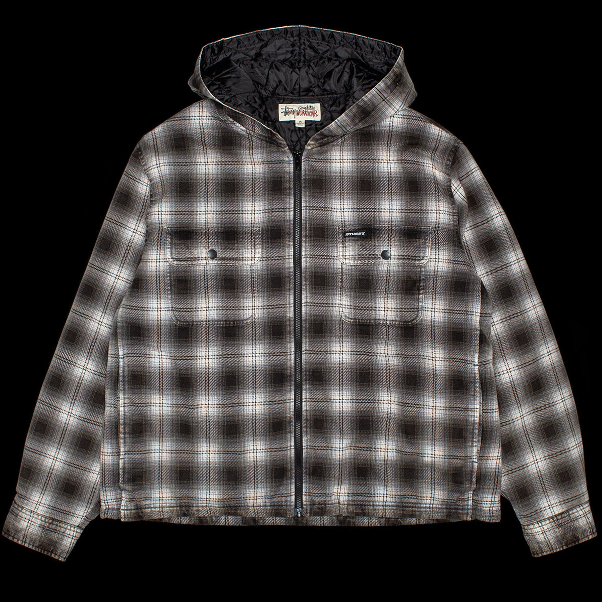 Stussy - Zip Hooded Plaid Shirt
Style # 1110381
Color : Charcoal