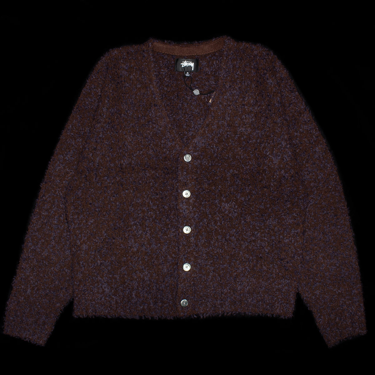 Stussy - Textured Cardigan
Style # 117298
Color : Navy / Brown