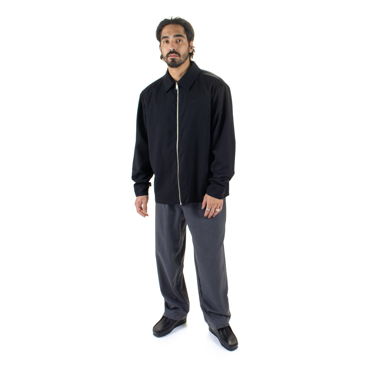Grand Collection - Reversible Wool Overshirt
Color : Black