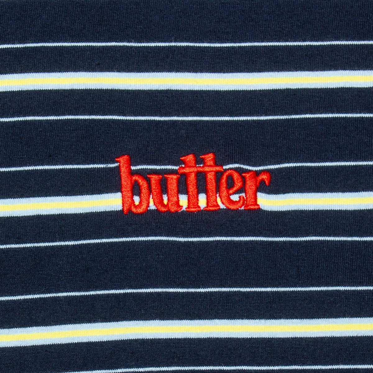 Butter Goods | Park Stripe T-Shirt Color : Black / Sky / Banana
