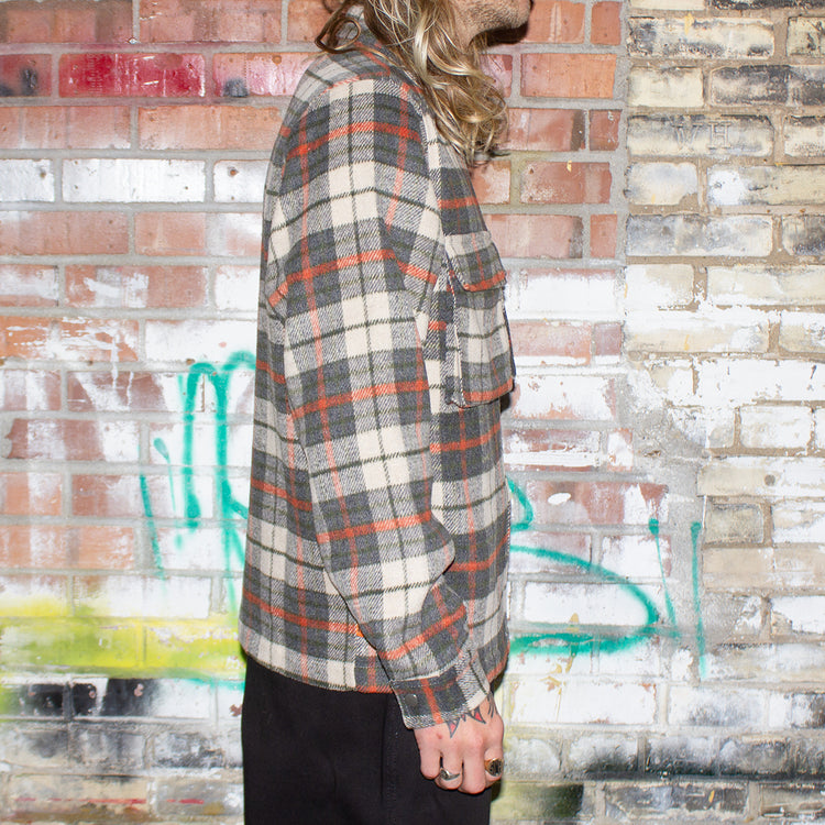 Butter Goods | Grove Plaid Overshirt Color : Natural / Midnight / Red