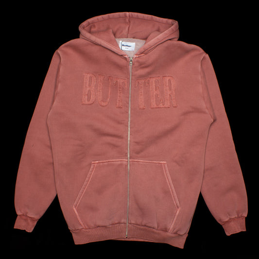 Butter Goods | Fabric Applique Zip-Thru Hoodie Color : Washed Rhubarb