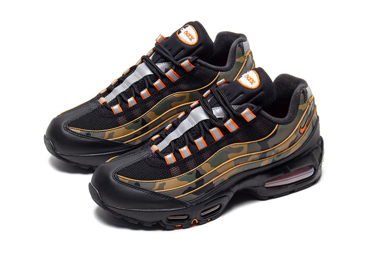 Nike - Air Max 95
Style # HQ1973-001
Color : Black / Safety Orange / Metallic Silver