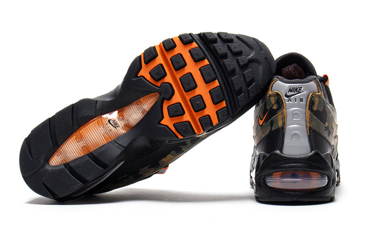 Nike - Air Max 95
Style # HQ1973-001
Color : Black / Safety Orange / Metallic Silver