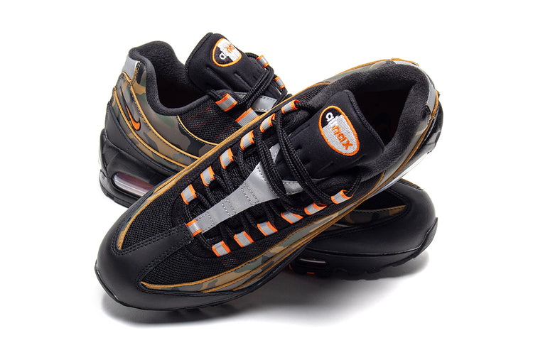 Nike - Air Max 95
Style # HQ1973-001
Color : Black / Safety Orange / Metallic Silver