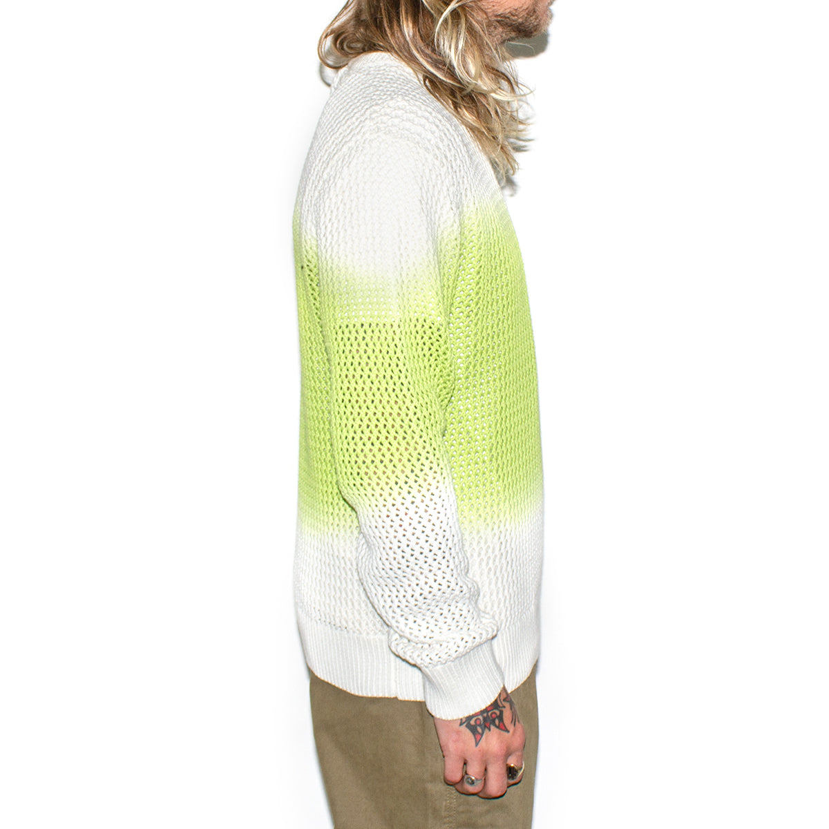 Stussy | Pigment Dyed Loose Gauge Sweater Style # 117105 Color : Bright Green