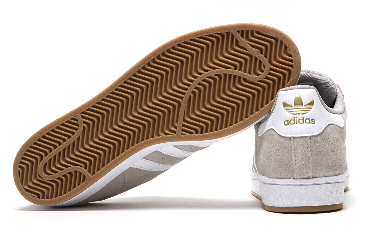 Adidas Skateboarding - Superstar ADV
Style # KI5733
Color : Clear Granite / Cloud White / Gold Metallic