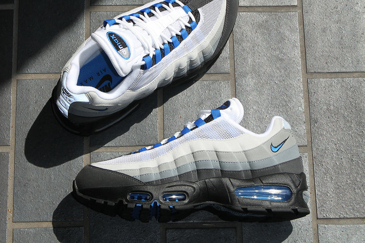 Nike - Air Max 95 Big Bubble
Style # IM7410-100
Color : White / Blue Spark / Neutral Grey