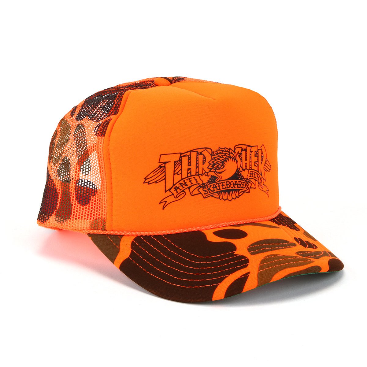 Thrasher x Anti Hero | Mag Banner Trucker Hat Orange Camo