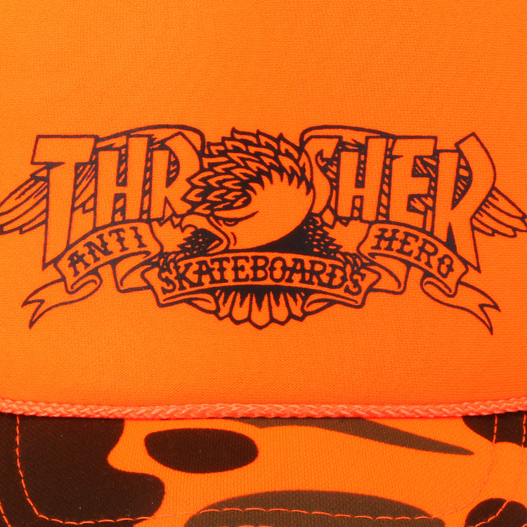 Thrasher x Anti Hero | Mag Banner Trucker Hat Orange Camo