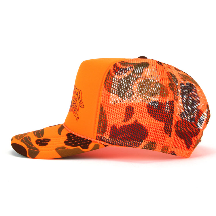 Thrasher x Anti Hero | Mag Banner Trucker Hat Orange Camo