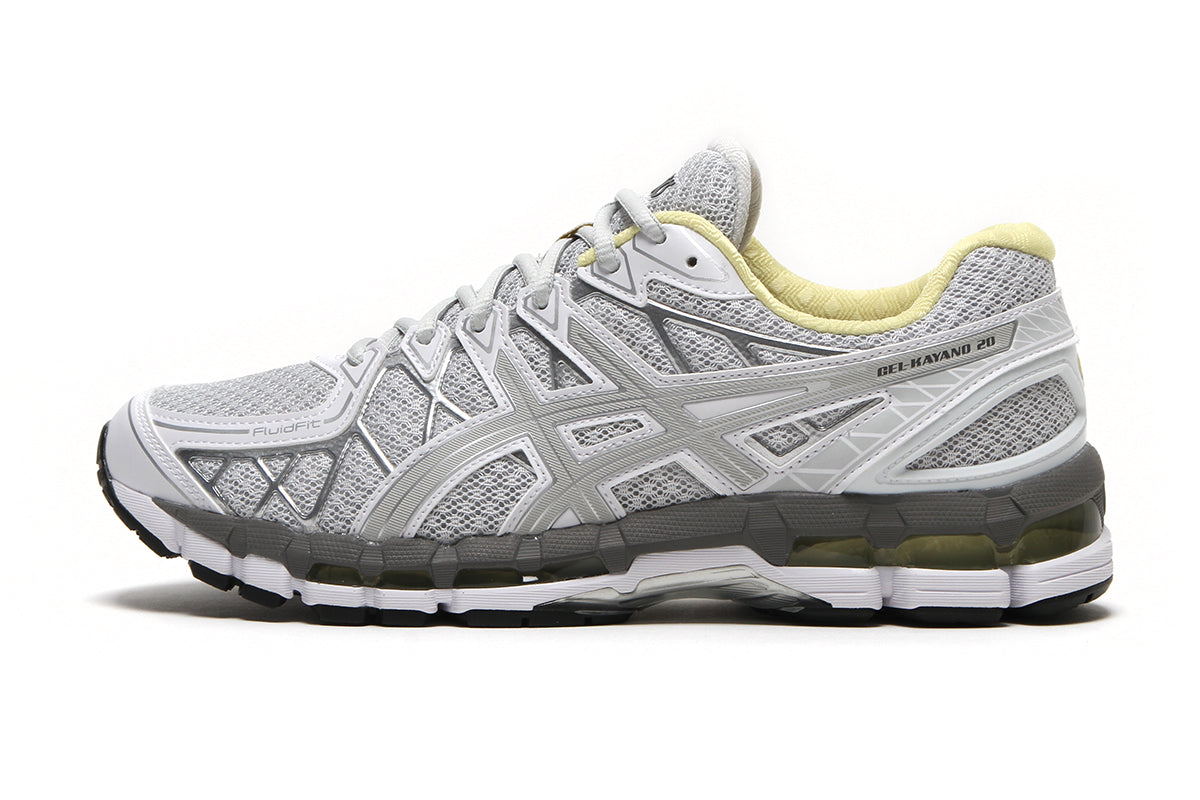 Asics - Gel-Kayano 20
Style # 1203A388.022
Color : Glacier Grey / Glacier Grey