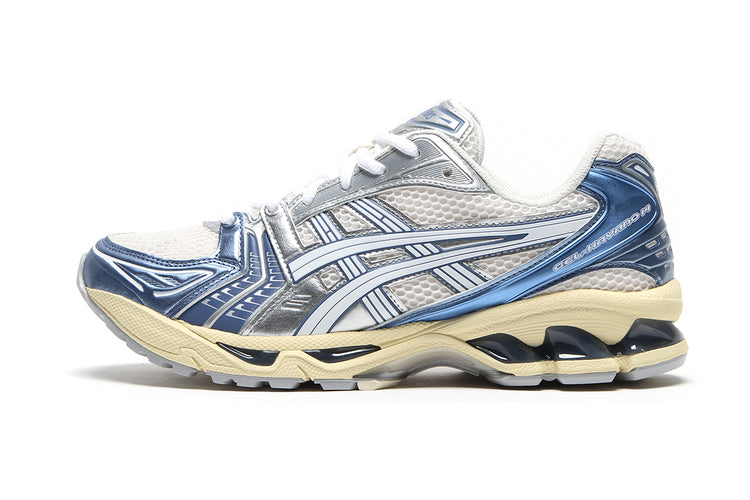 Asics | Gel-Kayano 14
Style # 1203A537.102
Color : Cream / Denim Blue