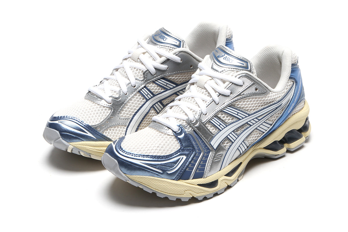 Asics | Gel-Kayano 14
Style # 1203A537.102
Color : Cream / Denim Blue