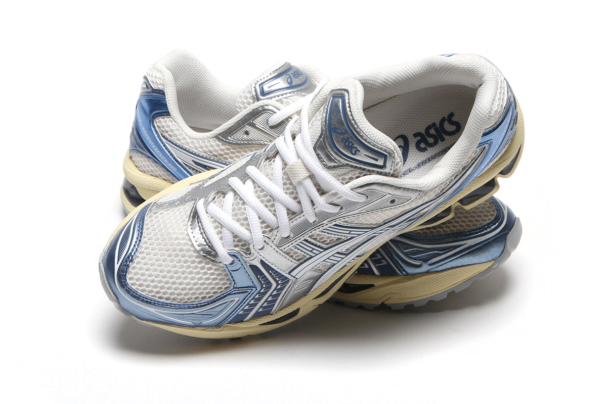 Asics | Gel-Kayano 14
Style # 1203A537.102
Color : Cream / Denim Blue