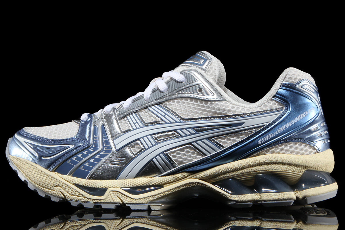 Asics | Gel-Kayano 14
Style # 1203A537.102
Color : Cream / Denim Blue