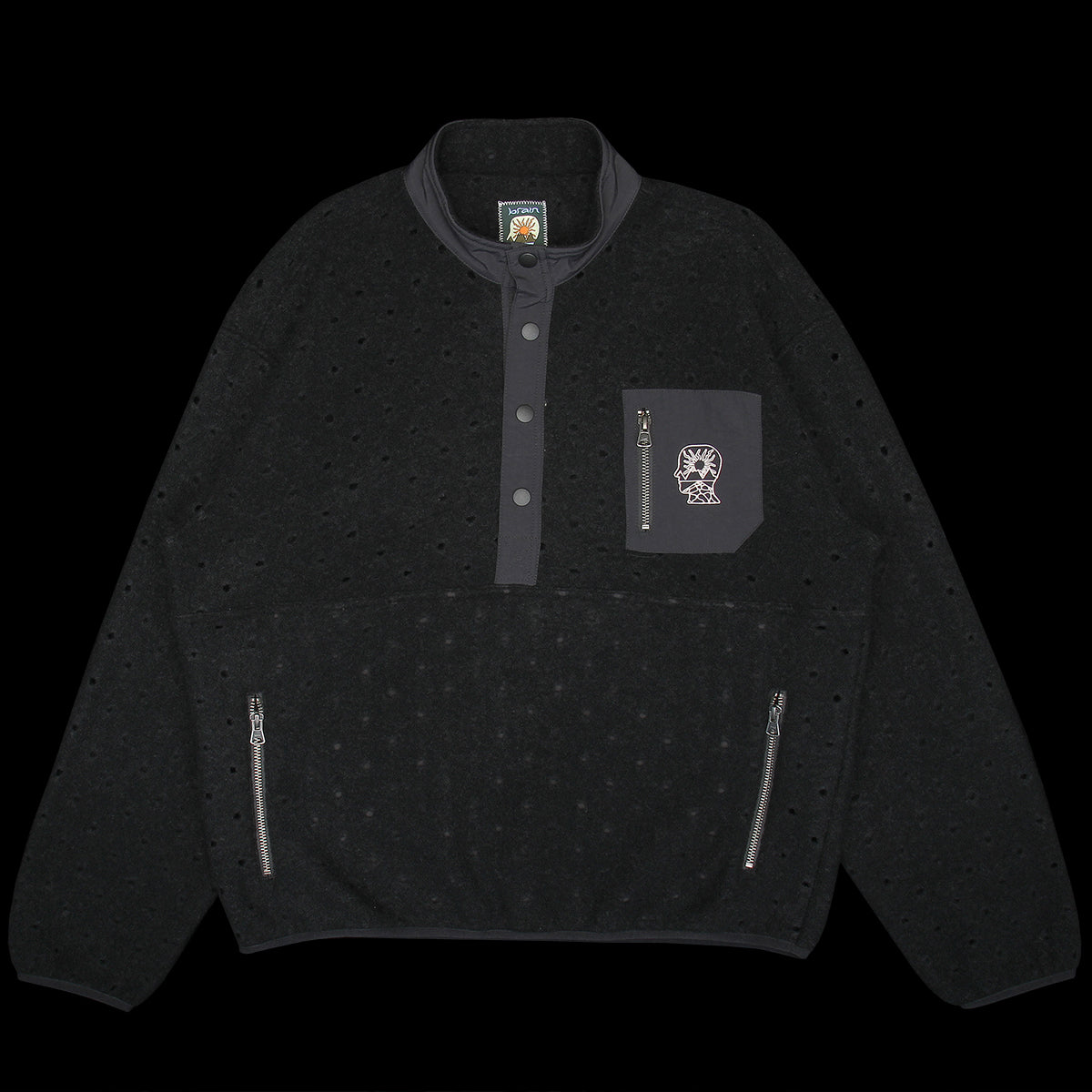 Brain Dead - Hole Mock Neck Pullover
Color : Black