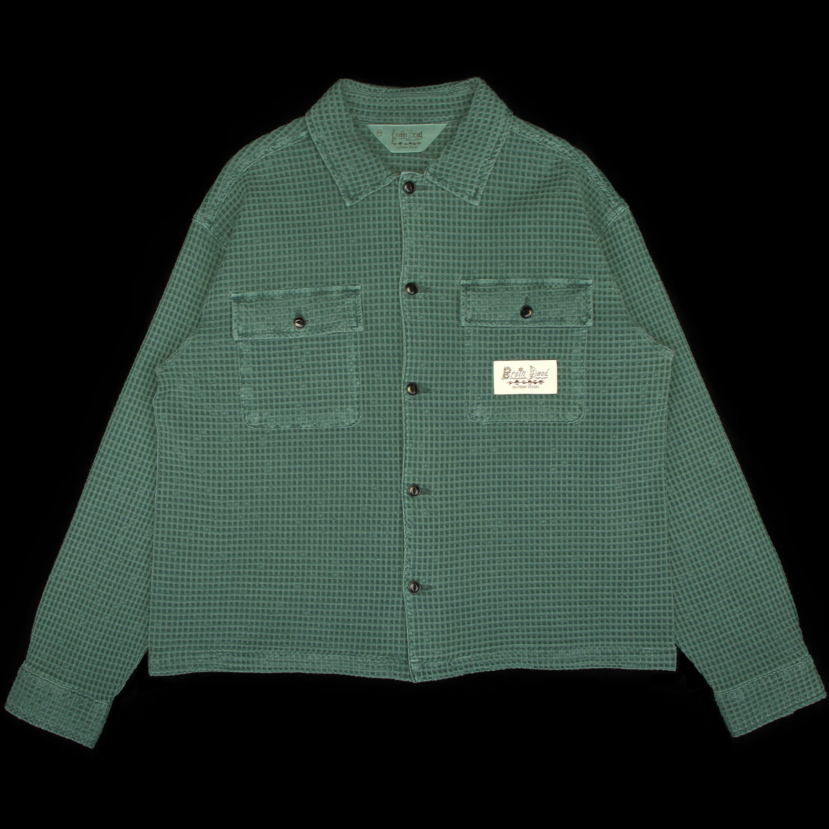 Brain Dead - Waffle Button Front Shirt
Color : Silver Pine