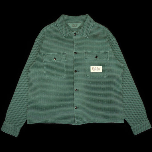 Brain Dead - Waffle Button Front Shirt
Color : Silver Pine