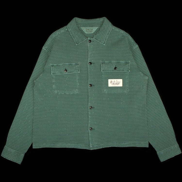 Brain Dead - Waffle Button Front Shirt
Color : Silver Pine