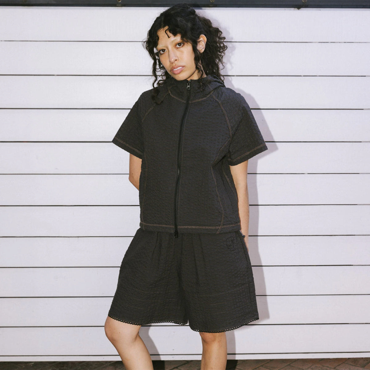 Brain Dead - Women's Gingham Hooded Top
Color : Black