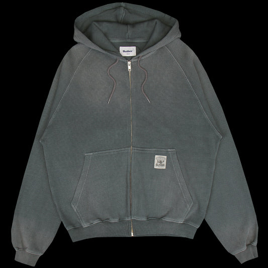 Butter Goods - Faded Waffle Zip-Thru Hoodie
Color : Washed Black
