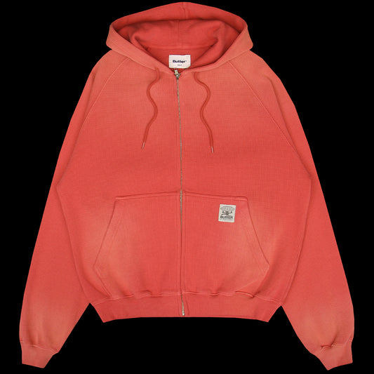 Butter Goods - Faded Waffle Zip-Thru Hoodie
Color : Washed Red