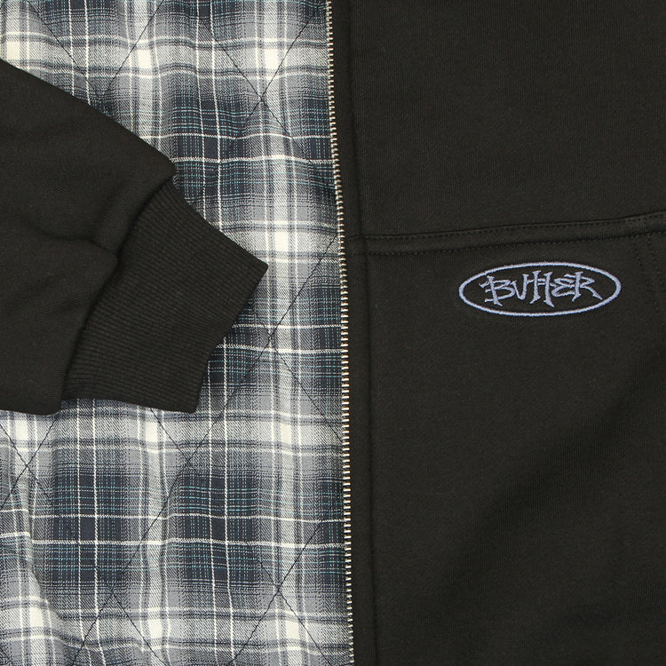 Butter Goods - Plaid Lined Zip-Thru Hoodie
Color : Black