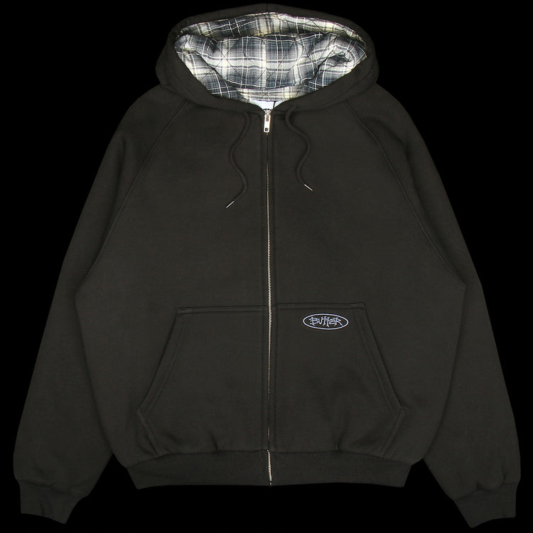 Butter Goods - Plaid Lined Zip-Thru Hoodie
Color : Black