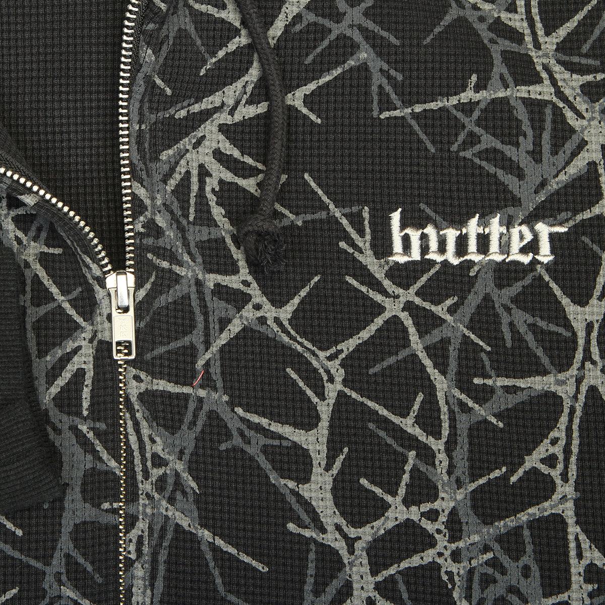 Butter Goods - Thorn Camo Waffle Zip-Thru Hoodie
Color : Black