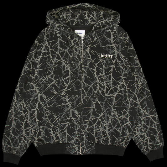 Butter Goods - Thorn Camo Waffle Zip-Thru Hoodie
Color : Black