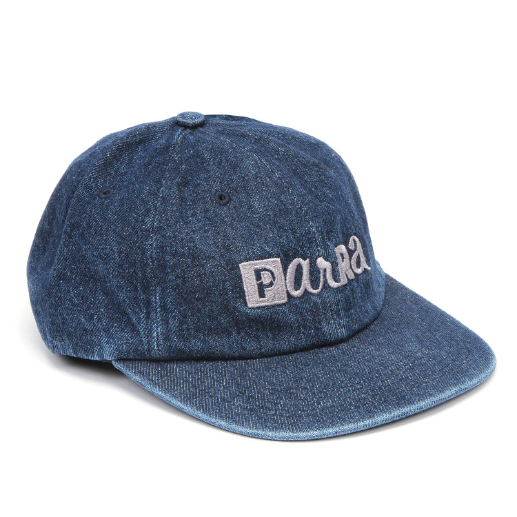 by Parra Blocked Logo 6 Panel Hat  Blue Denim