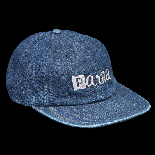 by Parra Blocked Logo 6 Panel Hat  Blue Denim
