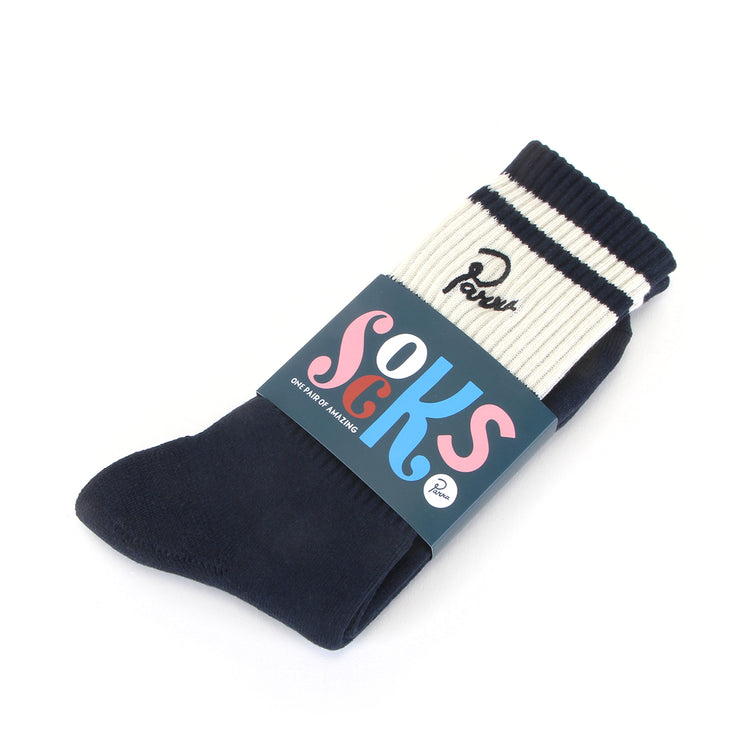 by Parra - Signature Striped Crew Sock
Color : Navy Blue