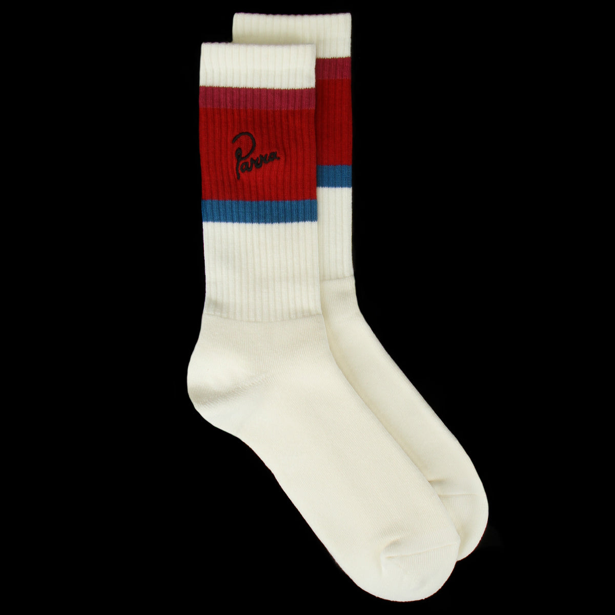 by Parra - Signature Striped Crew Socks
Color : White / Red