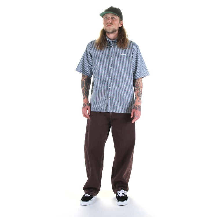 Carhartt WIP - Groff Shirt
Style # I036191-3Q4
Color : Groff Check / Blue River

Carhartt WIP - Brandon Pant
Style # I034809-3IS
Color : Shale (Stone Dyed)