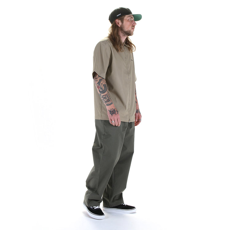 Carhartt WIP - Marv Pant
Style # I033129-1106
Color : Leaf

Carhartt WIP - Postal Zip Shirt
Style # I0361189-3MS
Color : Iroko / Black