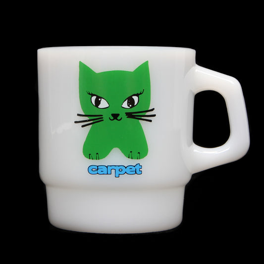 Carpet Company - Cat Milk Glass Mug
Color : White / Green